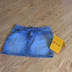 Denim mini by SQUEEZE in 7/8 slightly distressed